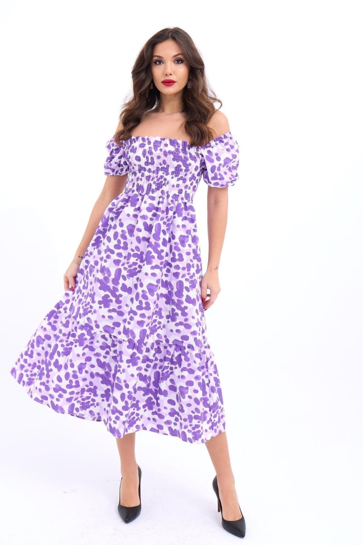 Patterned Dress -& Purple - Producer: Fame - Wholesale Women Clothes - TheBS Women