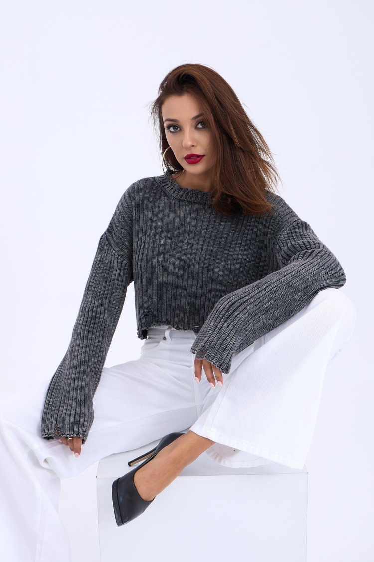 Knitted Crop Sweater - Producer: Fame - Wholesale Women Clothes - TheBS Women