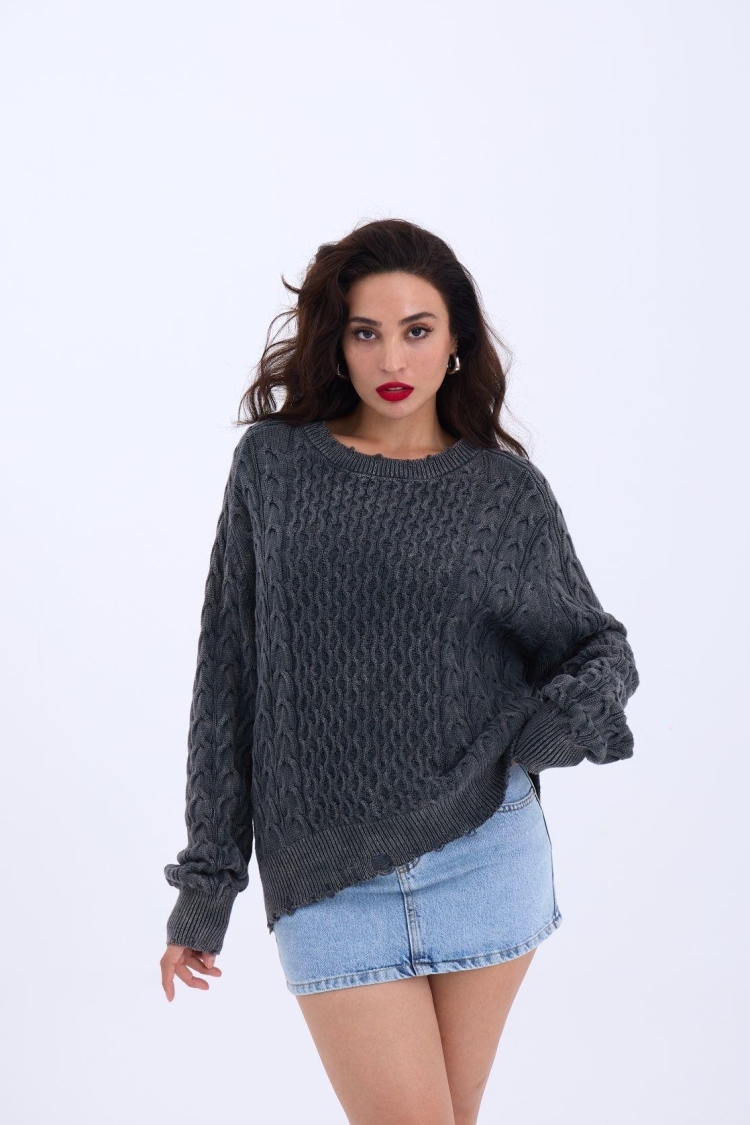 Knitwear Casual Hair Knitted Sweater - Producer: Fame - Wholesale Women Clothes - TheBS Women
