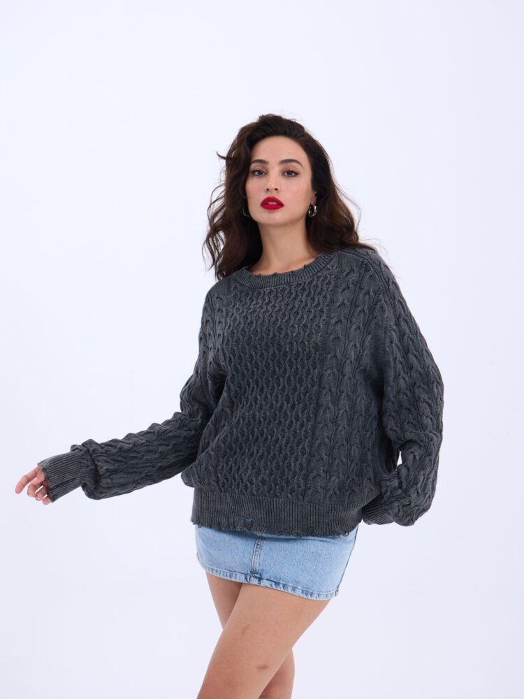 Knitwear Casual Hair Knitted Sweater - Producer: Fame - Wholesale Women Clothes - TheBS Women