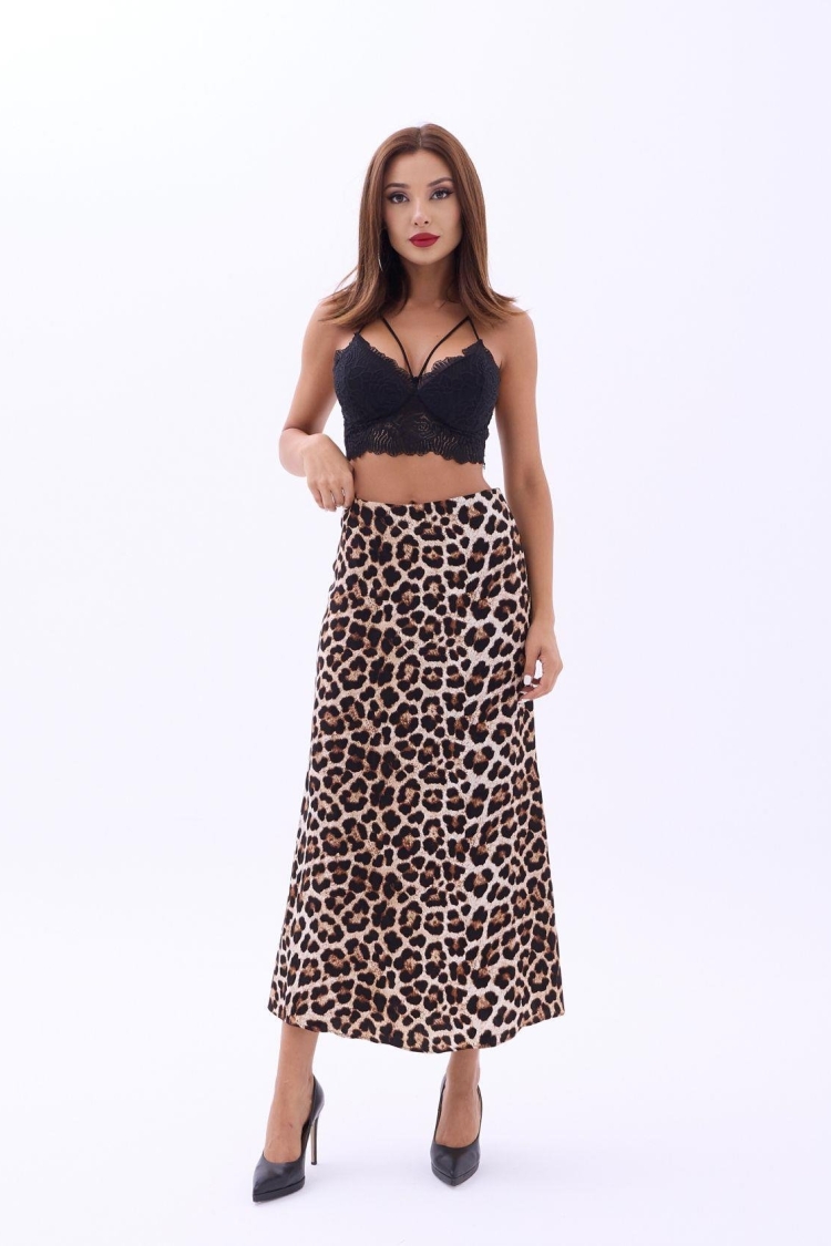 Leopard Pattern Midi Skirt - Producer: Fame - Wholesale Women Clothes - TheBS Women