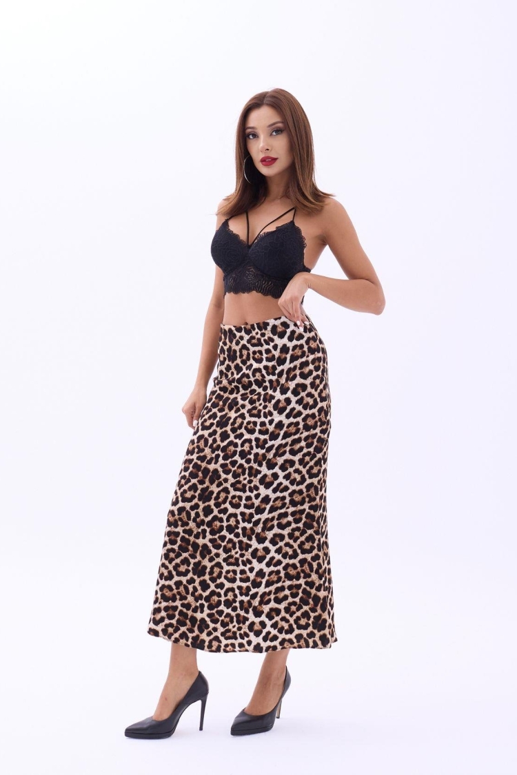 Leopard Pattern Midi Skirt - Producer: Fame - Wholesale Women Clothes - TheBS Women