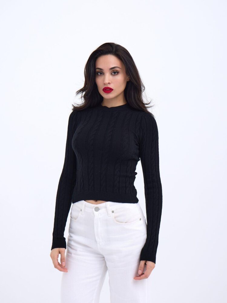 Knitwear Hair Knit Crop Sweater - Producer: Fame - Wholesale Women Clothes - TheBS Women