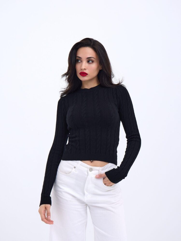 Knitwear Hair Knit Crop Sweater - Producer: Fame - Wholesale Women Clothes - TheBS Women