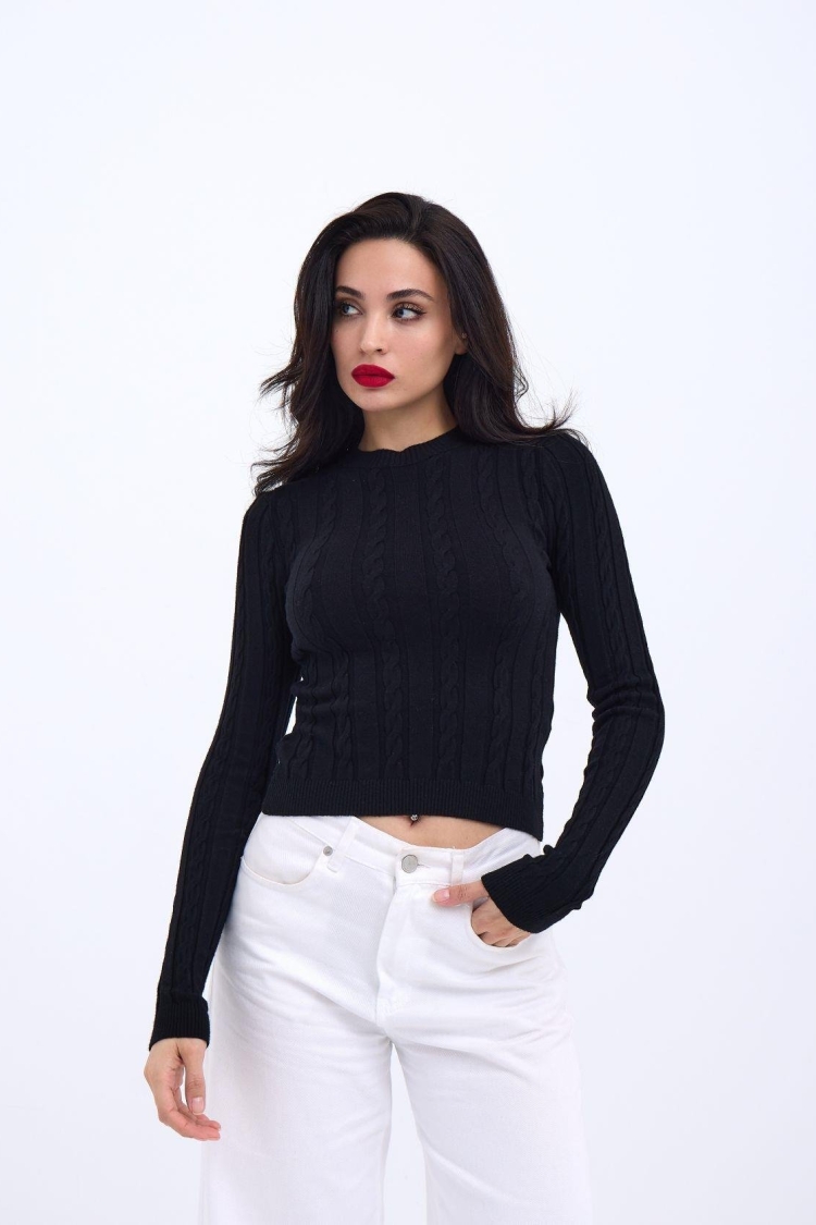 Knitwear Hair Knit Crop Sweater - Producer: Fame - Wholesale Women Clothes - TheBS Women