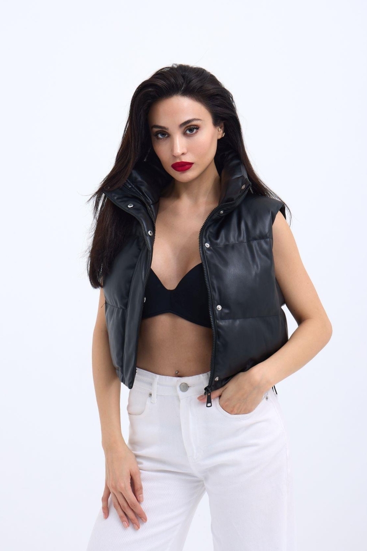 Leather Vest - Black - Producer: Fame - Wholesale Women Clothes - TheBS Women