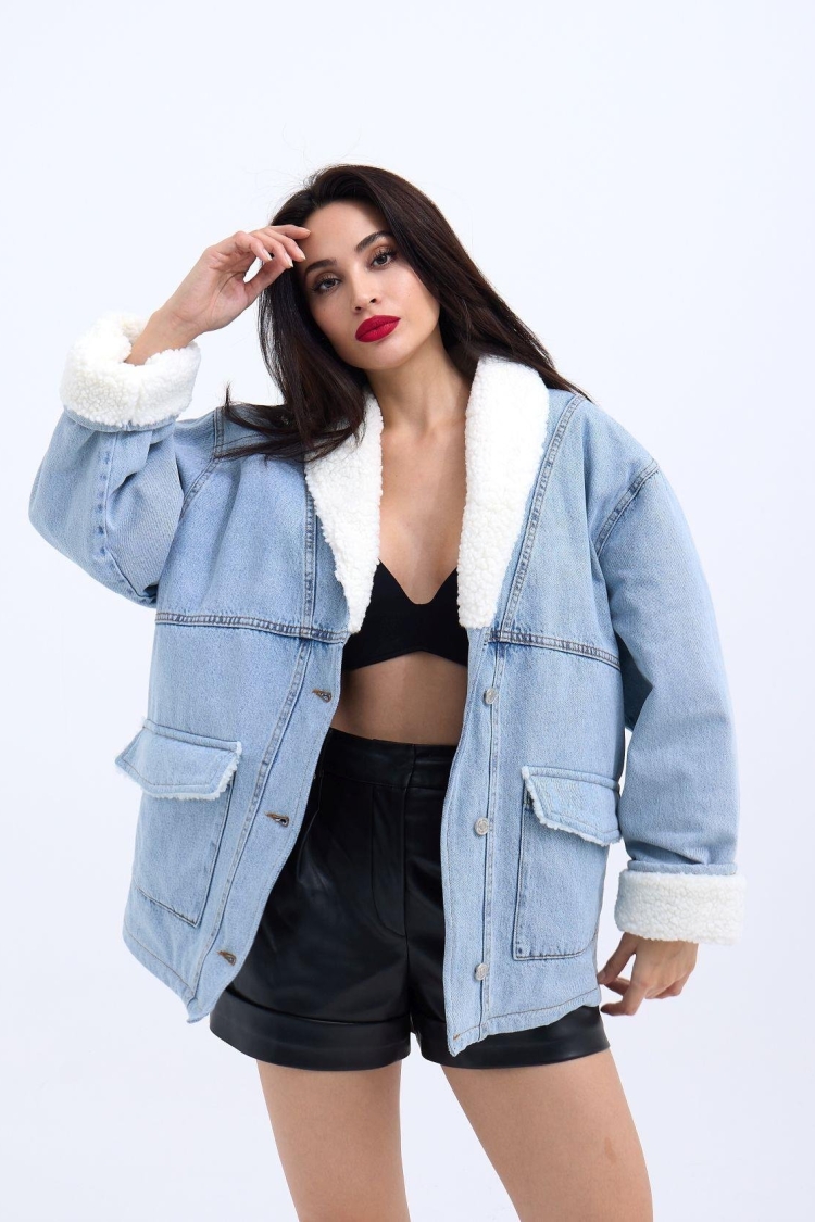 Denim Jacket - Blue - Producer: Fame - Wholesale Women Clothes - TheBS Women
