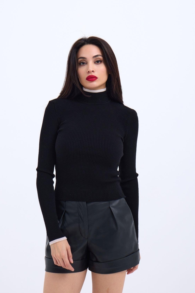 Knitted Fisherman's Ribbed Sweater -- Ecru - Producer: Fame - Wholesale Women Clothes - TheBS Women