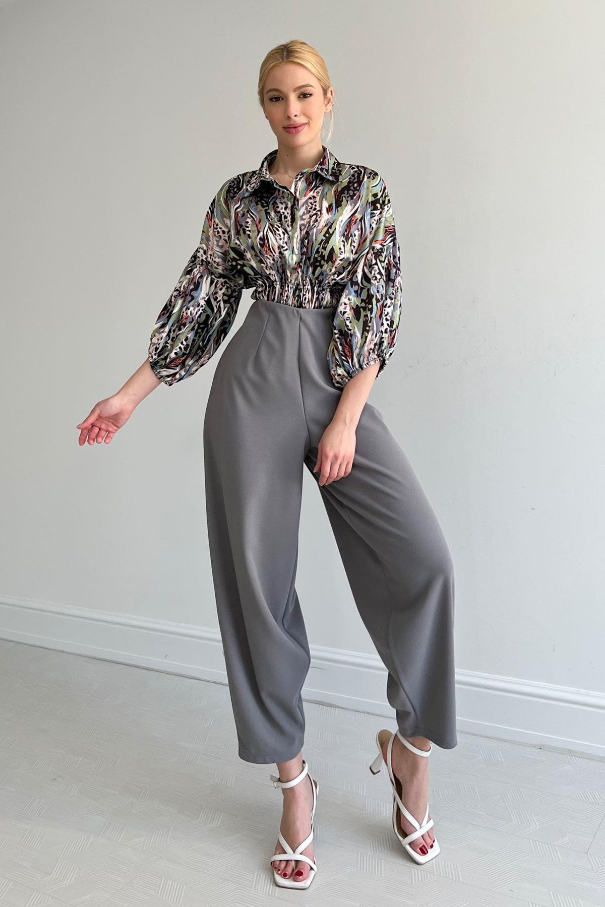 Elastic Waist Satin Shirt - Producer: Reyon - Wholesale Women Clothes - TheBS Women