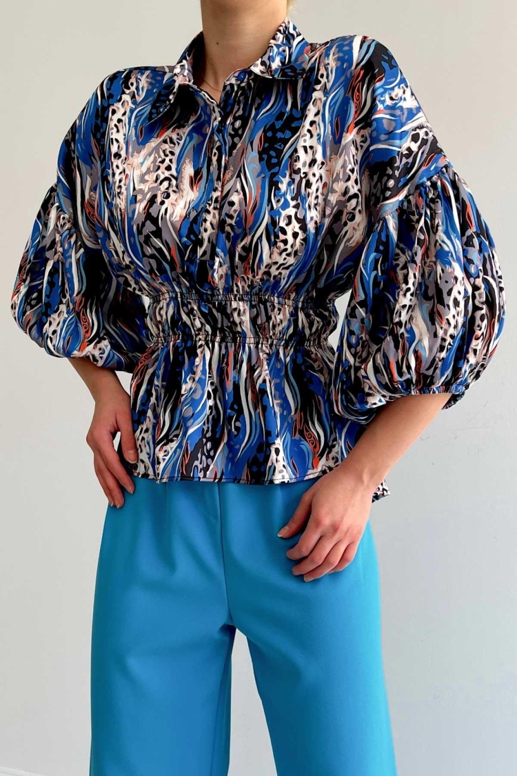 Elastic Waist Satin Shirt - Producer: Reyon - Wholesale Women Clothes - TheBS Women