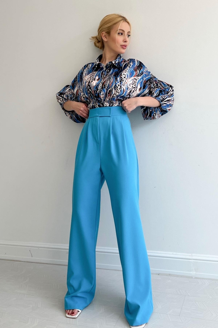 Elastic Waist Satin Shirt - Producer: Reyon - Wholesale Women Clothes - TheBS Women