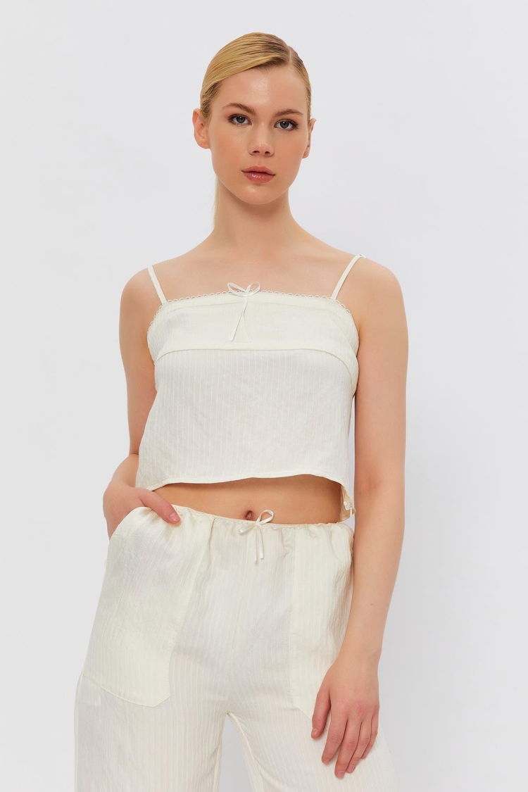 Rope Strap Crop Blouse - Producer: Reyon - Wholesale Women Clothes - TheBS Women