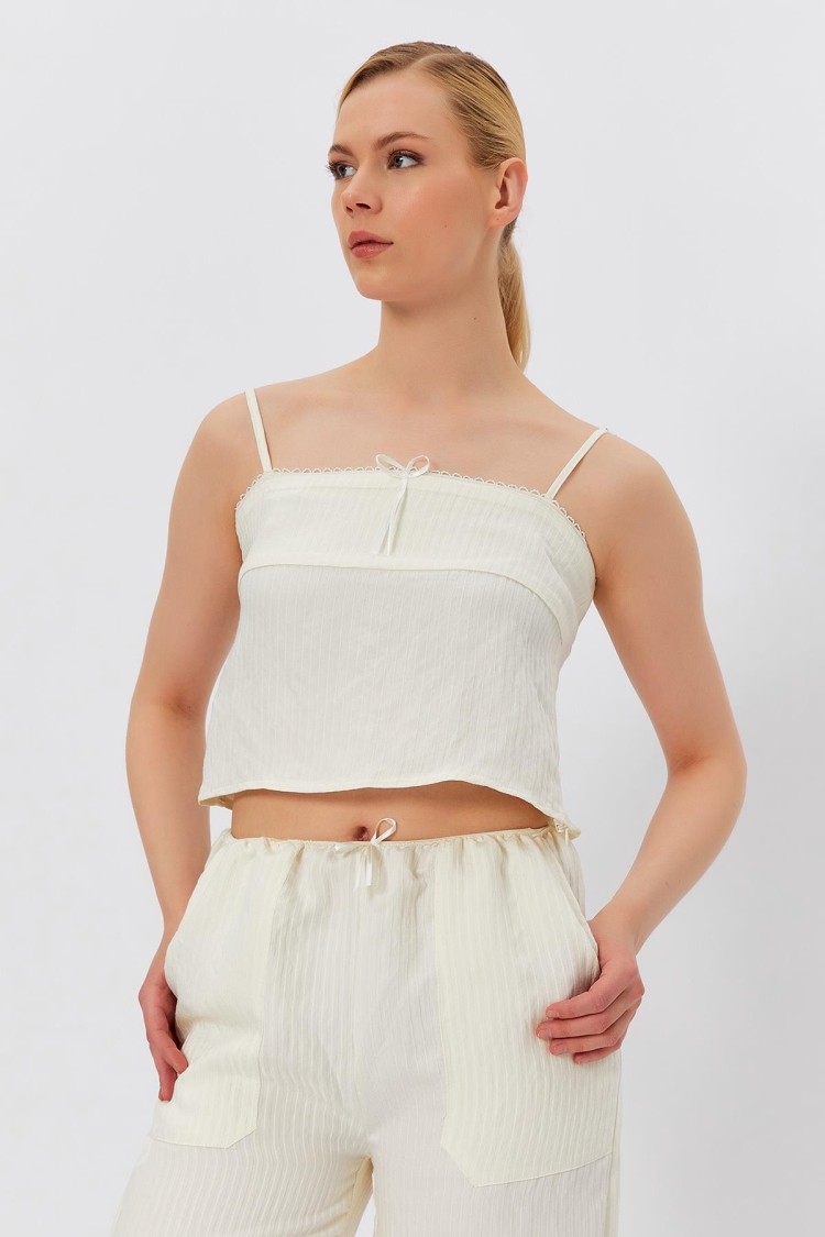 Rope Strap Crop Blouse - Producer: Reyon - Wholesale Women Clothes - TheBS Women
