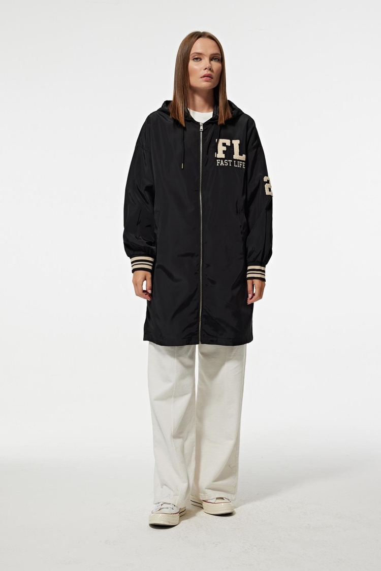 Hooded Long Women's College Trench Coat - Producer: Levure - Wholesale Women Clothes - TheBS Women