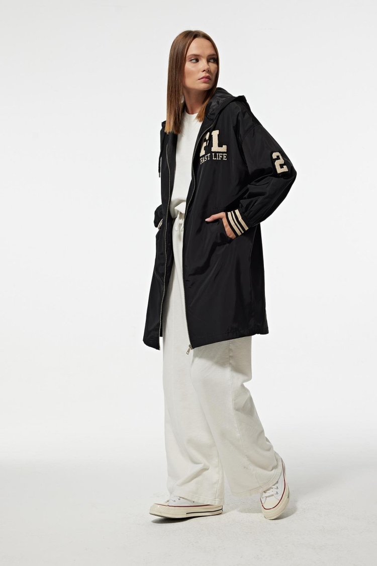Hooded Long Women's College Trench Coat - Producer: Levure - Wholesale Women Clothes - TheBS Women