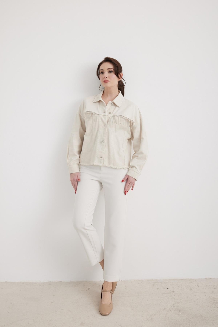 Tassel Detailed Women's Denim Jacket - Producer: Levure - Wholesale Women Clothes - TheBS Women
