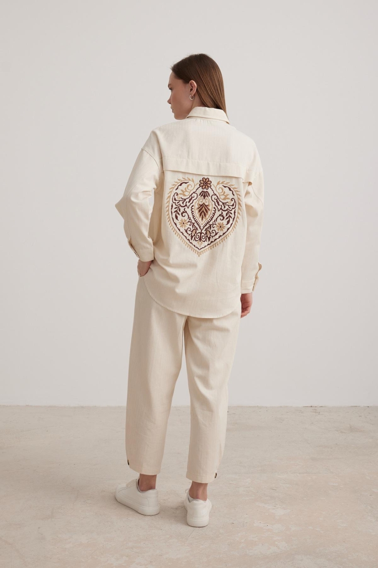 Oversize Embroidered Women's Jacket - Stone - Producer: Levure - Wholesale Women Clothes - TheBS Women