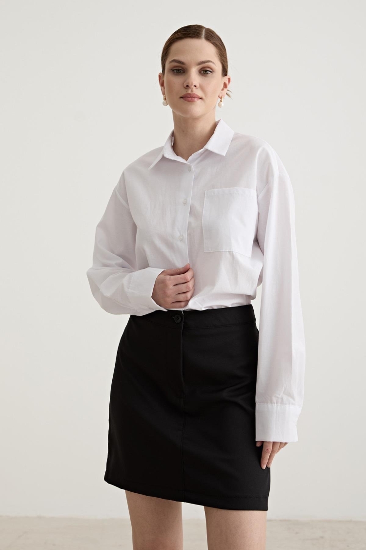 Shirt Detailed Dress White - Producer: Levure - Wholesale Women Clothes - TheBS Women