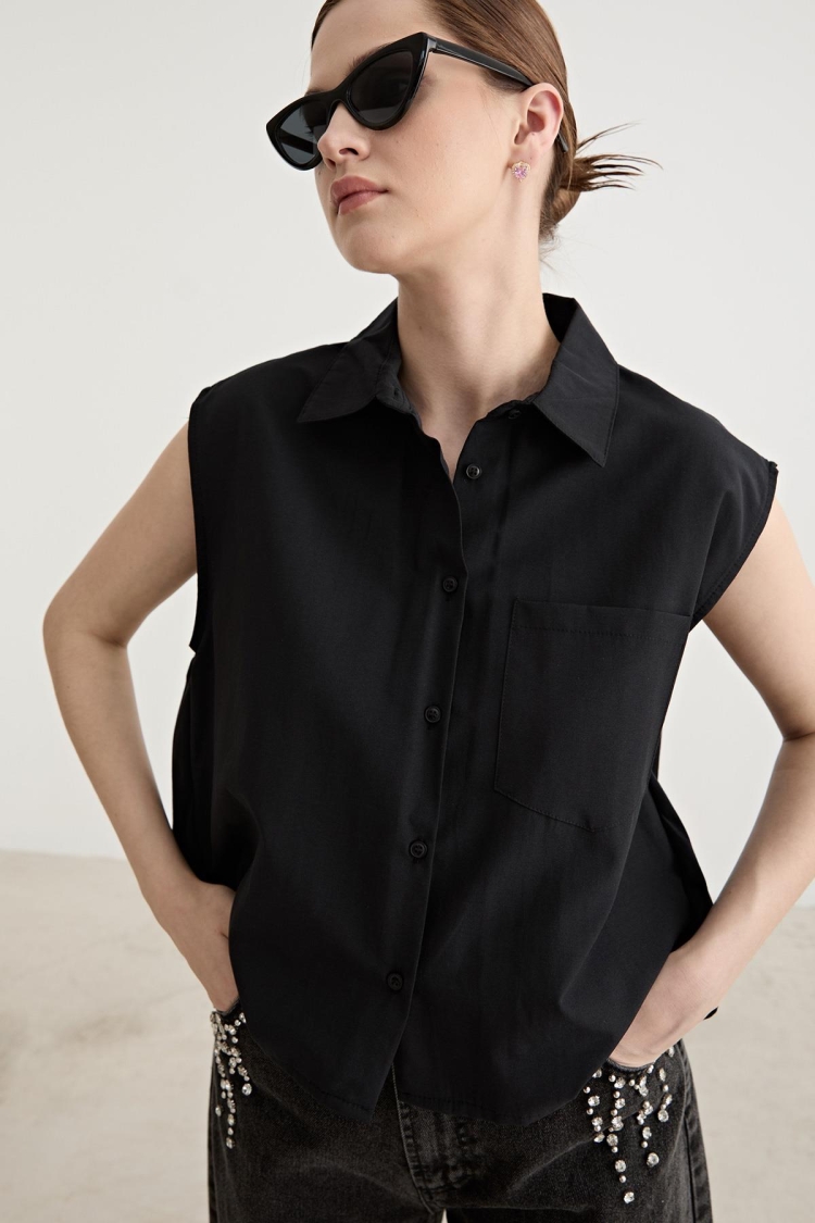 Women's Sleeveless Pocket Detailed Shirt - Producer: Levure - Wholesale Women Clothes - TheBS Women