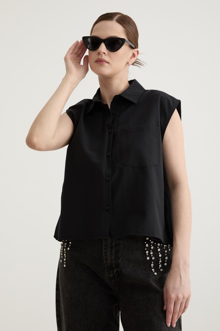Women's Sleeveless Pocket Detailed Shirt - Producer: Levure - Wholesale Women Clothes - TheBS Women