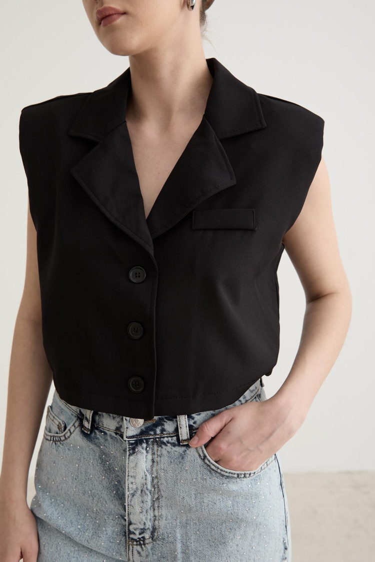 Vest With Shoulder Padding Detail - Producer: Levure - Wholesale Women Clothes - TheBS Women