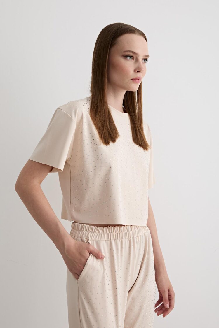 Detailed Short Sleeve Oversize T-shirt - Producer: Levure - Wholesale Women Clothes - TheBS Women