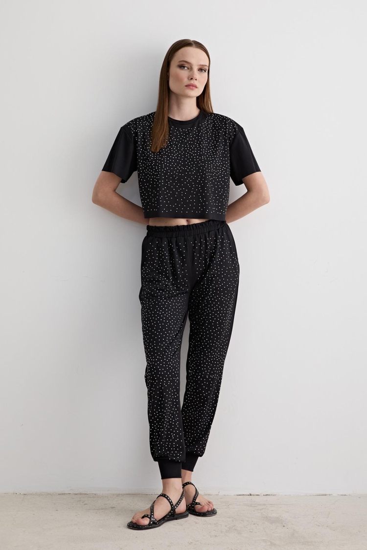 Stone Detailed Elastic Trousers - Producer: Levure - Wholesale Women Clothes - TheBS Women
