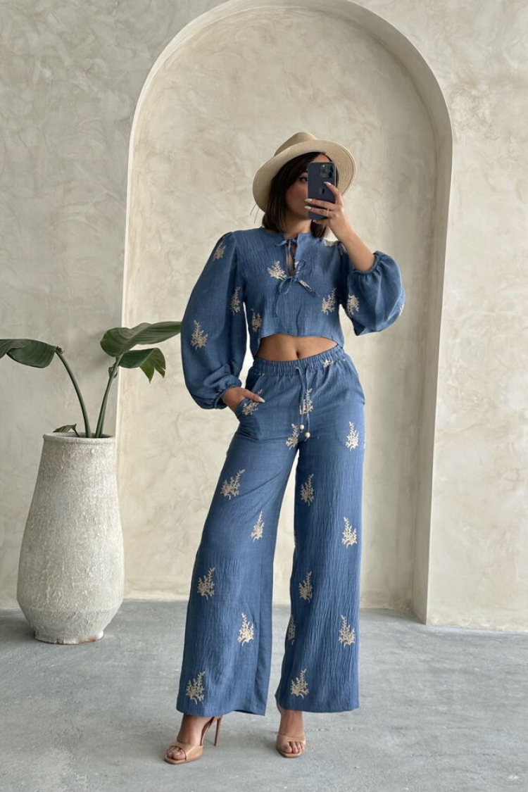 Wholesale Linen Pants With Embroidery Detail - Producer: Topshow - Wholesale Women Clothes - TheBS Women