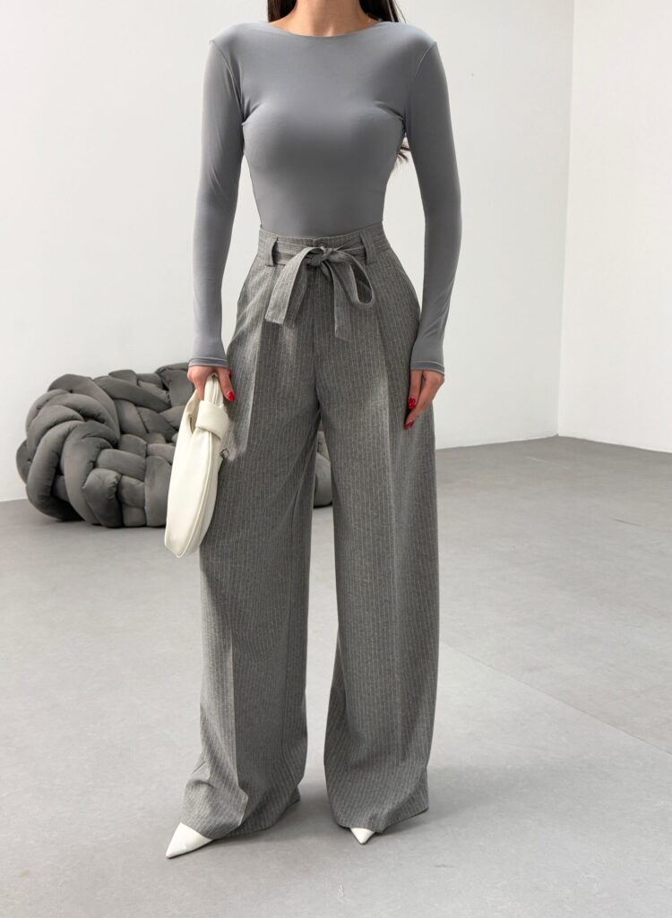 Sante Striped Waist Belt Palazzo Pants - Producer: Ouz Fashion - Wholesale Women Clothes - TheBS Women
