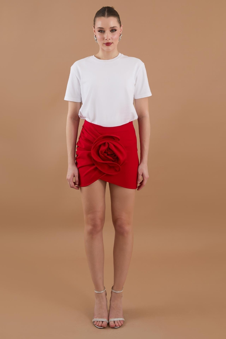 Floral Detail Mini Skirt - Producer: Juste - Wholesale Women Clothes - TheBS Women