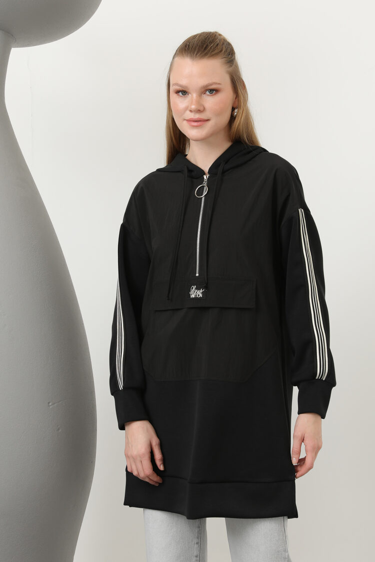 Women's Front Zipper Detailed Hooded Tunic - Producer: Puane - Wholesale Women Clothes - TheBS Women
