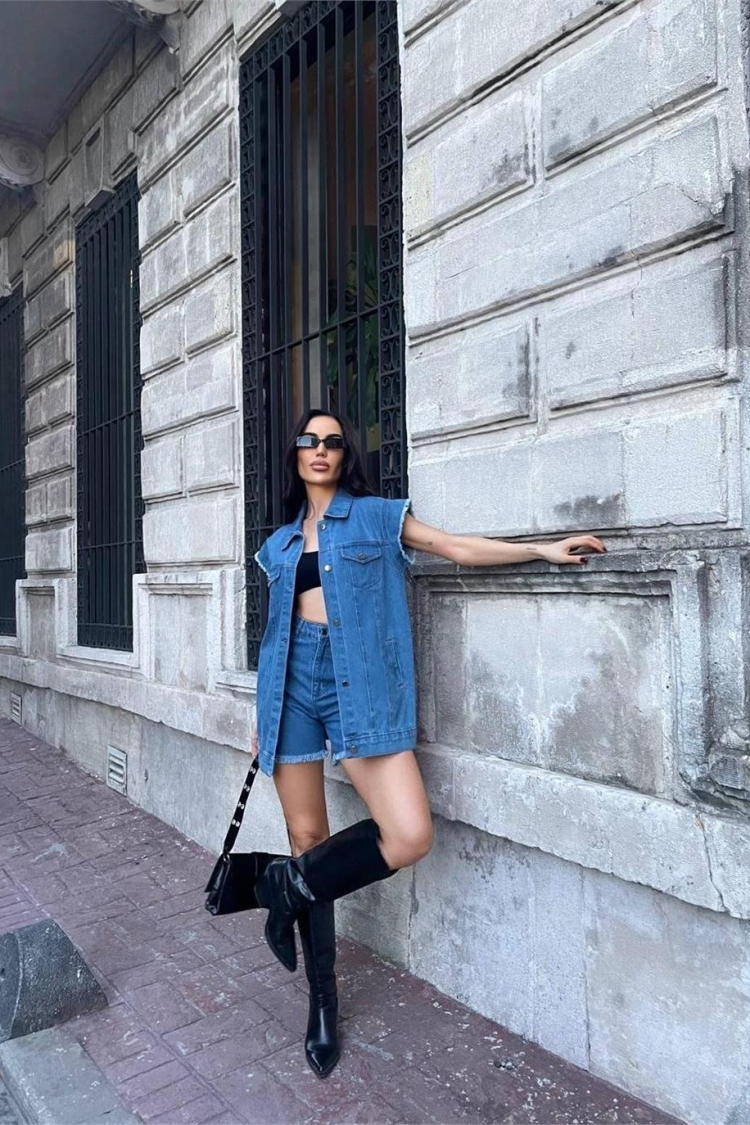 Denim Shorts Vest Suit - Producer: Ello - Wholesale Women Clothes - TheBS Women