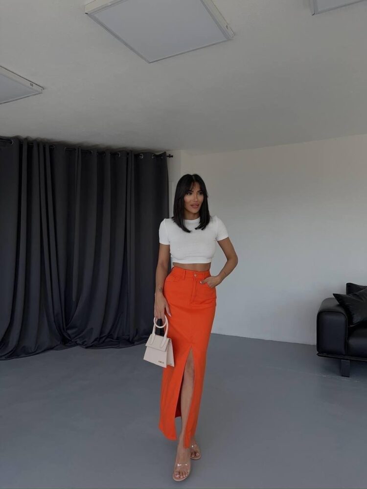 Front Slit Gabardine Long Skirt - Producer: Ello - Wholesale Women Clothes - TheBS Women