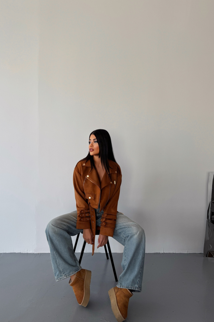 Sleeve Belt Detail Crop Jacket - Producer: Ello - Wholesale Women Clothes - TheBS Women