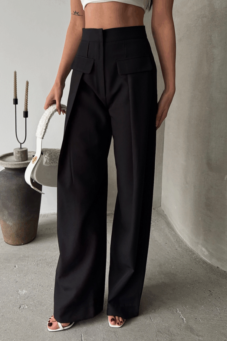 Closed Wide Pile Pocket Flap Detailed Pants - Producer: Ello - Wholesale Women Clothes - TheBS Women
