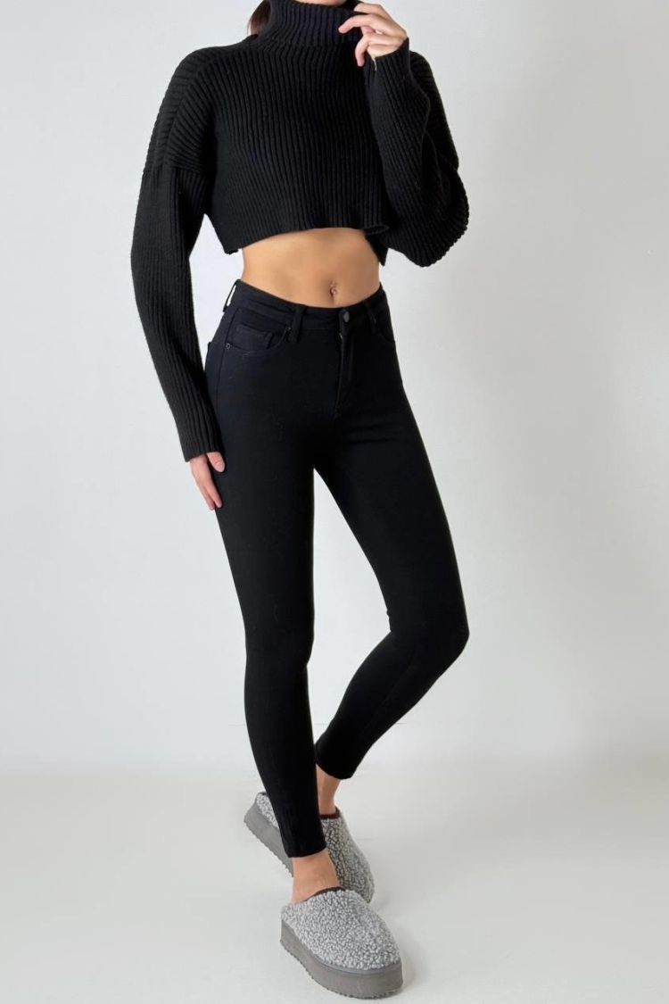 High Waist Skinny Leg Black Jeans - Brand: LACARINO - Women & Kids, Baby Clothes Wholesale - TheBS Women