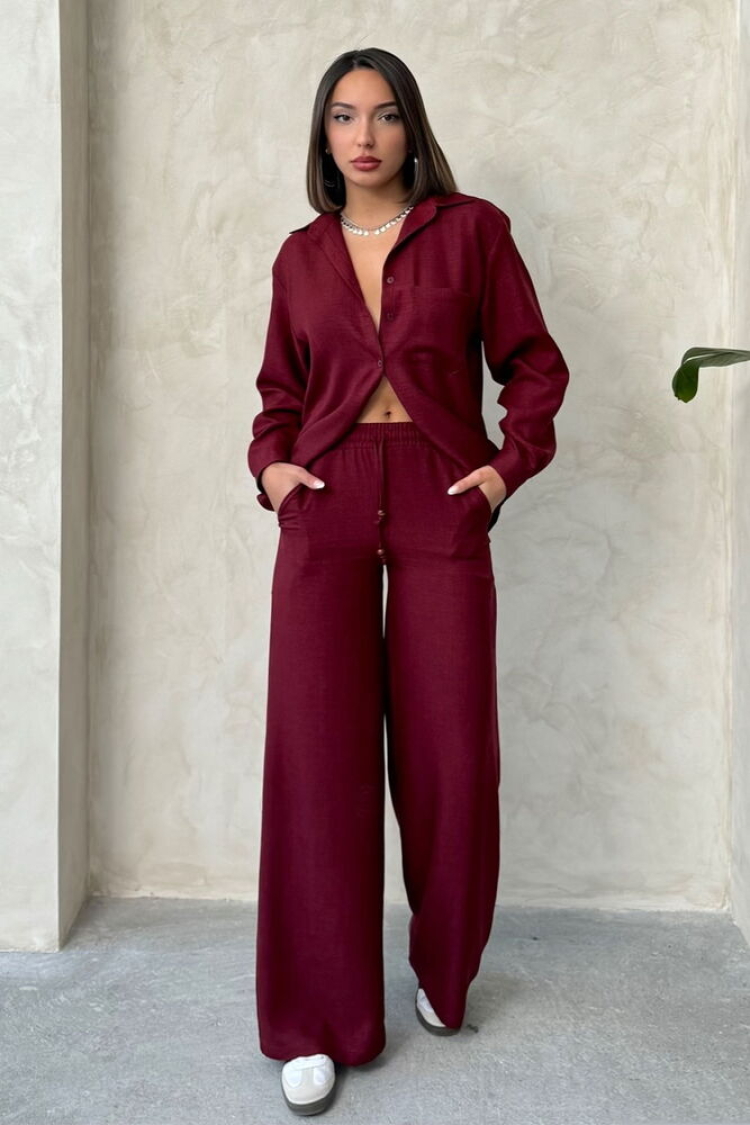 Trousers - Burgundy - Producer: Topshow - Wholesale Women Clothes - TheBS Women
