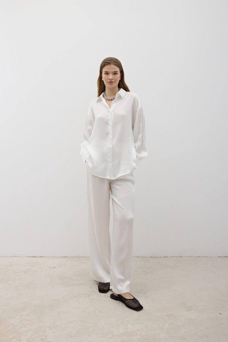 Women's Front Buttoned Oversize Satin Shirt - Brand: Levure - Women & Kids, Baby Clothes Wholesale - TheBS Women