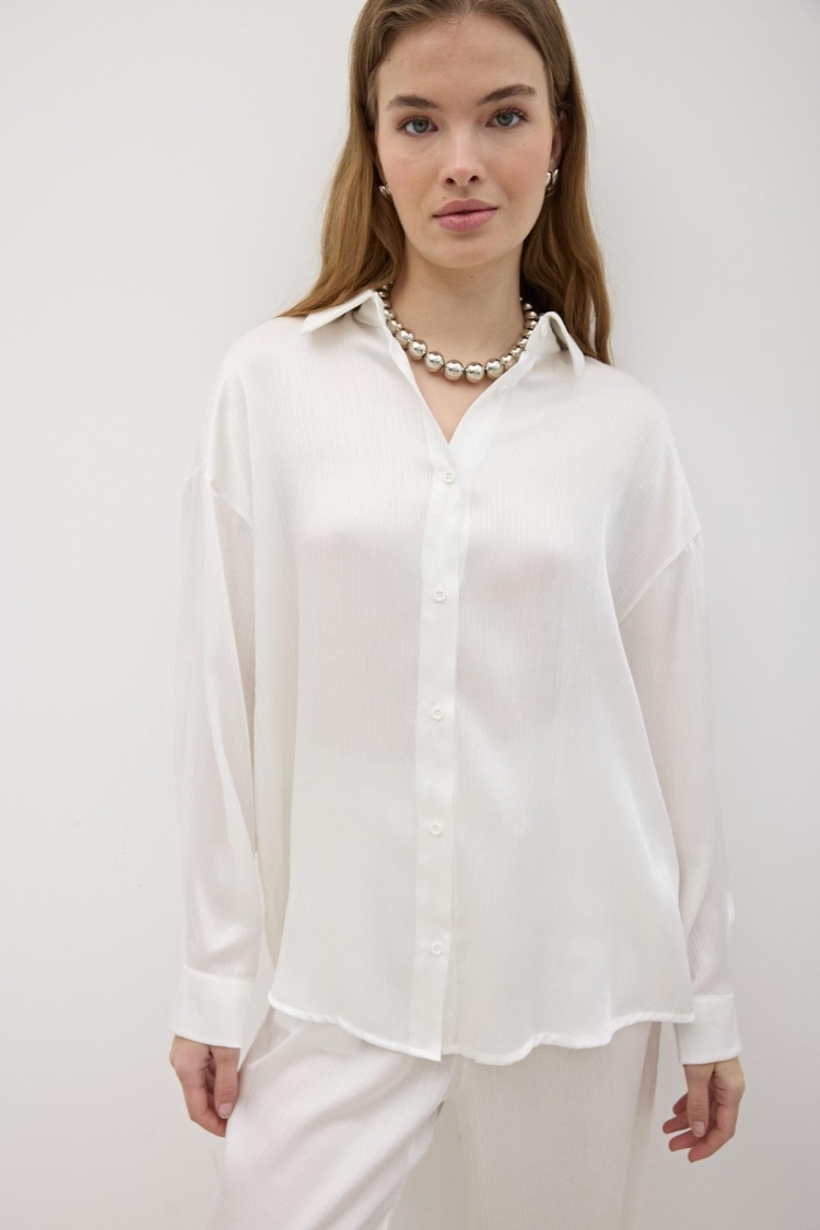 Women's Front Buttoned Oversize Satin Shirt - Brand: Levure - Women & Kids, Baby Clothes Wholesale - TheBS Women