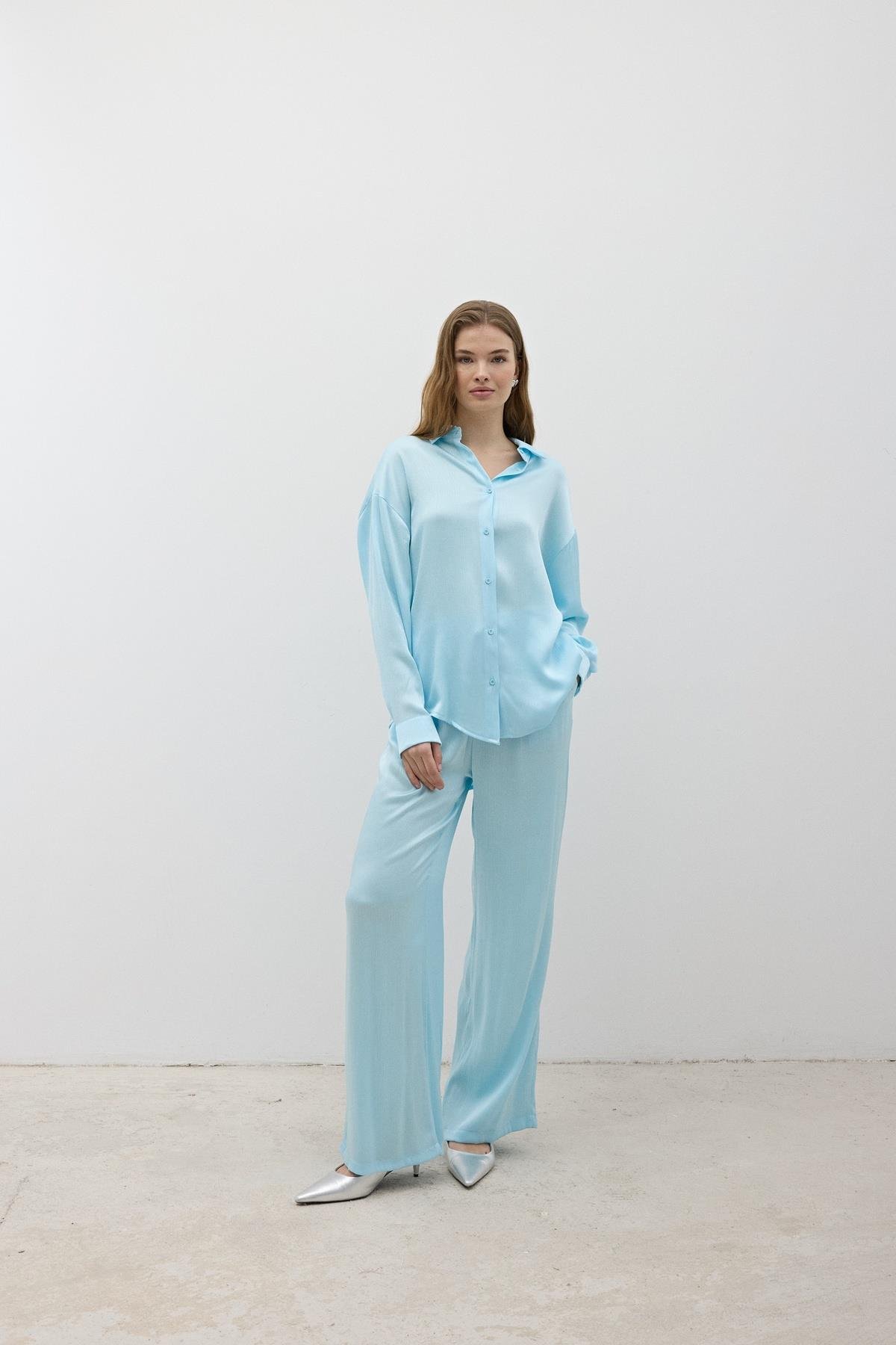 Women's Elastic Waist Satin Pants Baby - Producer: Levure - Wholesale Women Clothes - TheBS Women