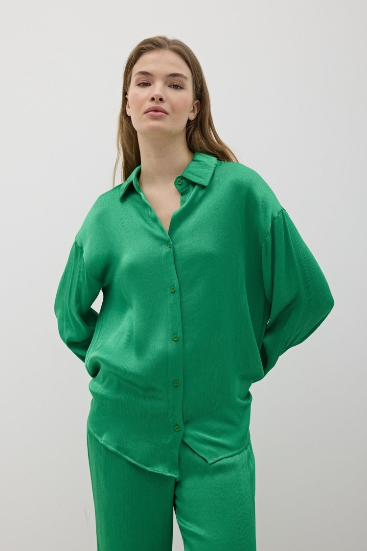 Women's Buttoned Oversize Satin Shirt - Brand: Levure - Women & Kids, Baby Clothes Wholesale - TheBS Women