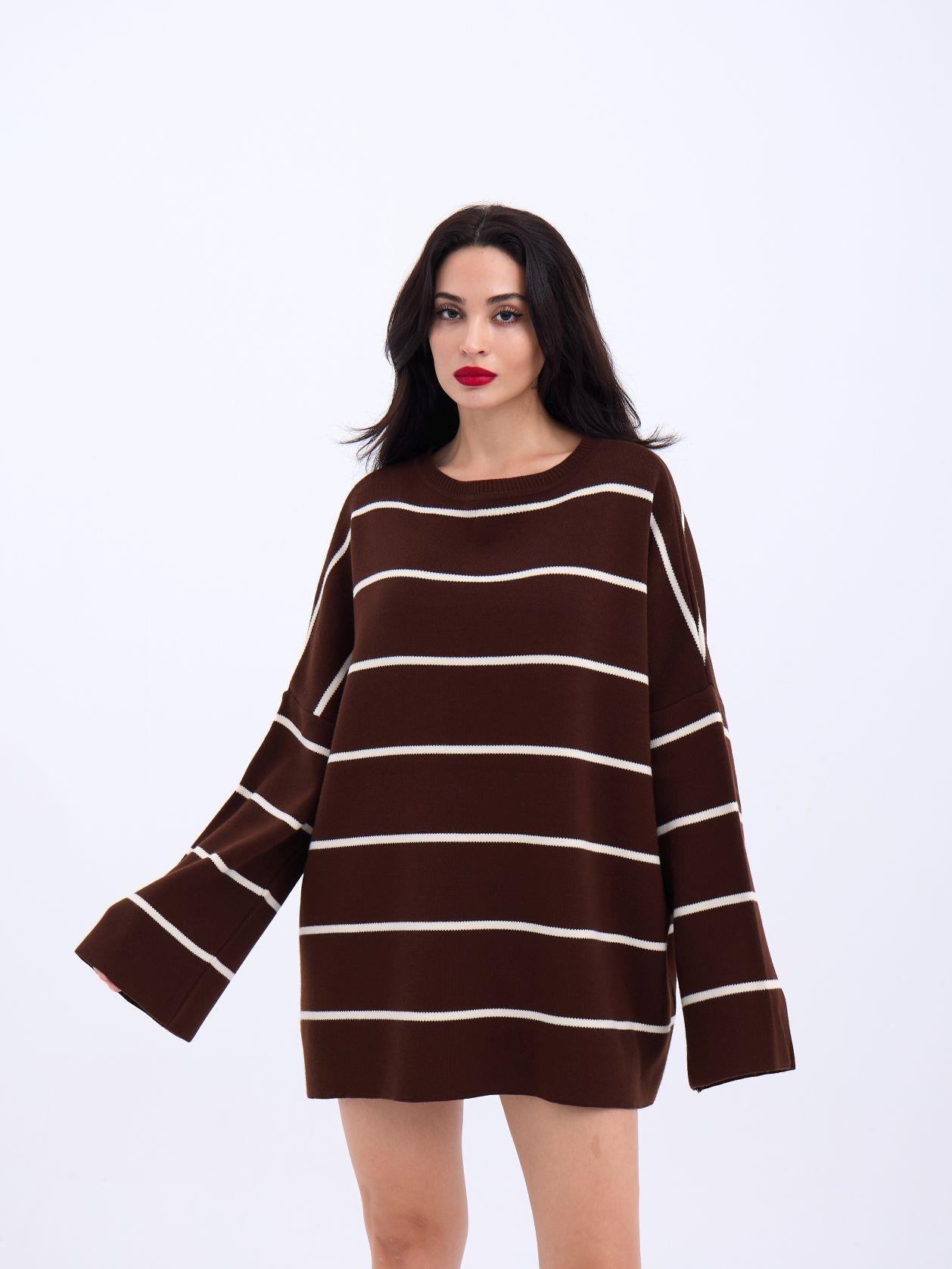 Striped Loose Tunic -- Cream - Producer: Fame - Wholesale Women Clothes - TheBS Women