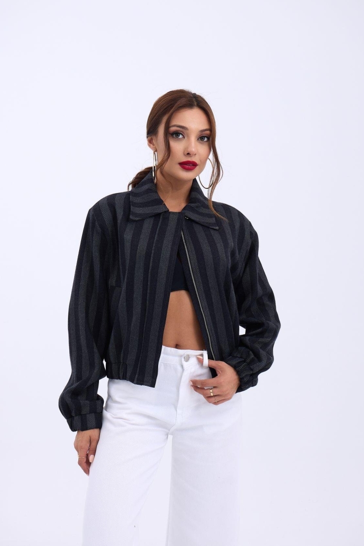 Jacket - Gray & Black - Producer: Fame - Wholesale Women Clothes - TheBS Women