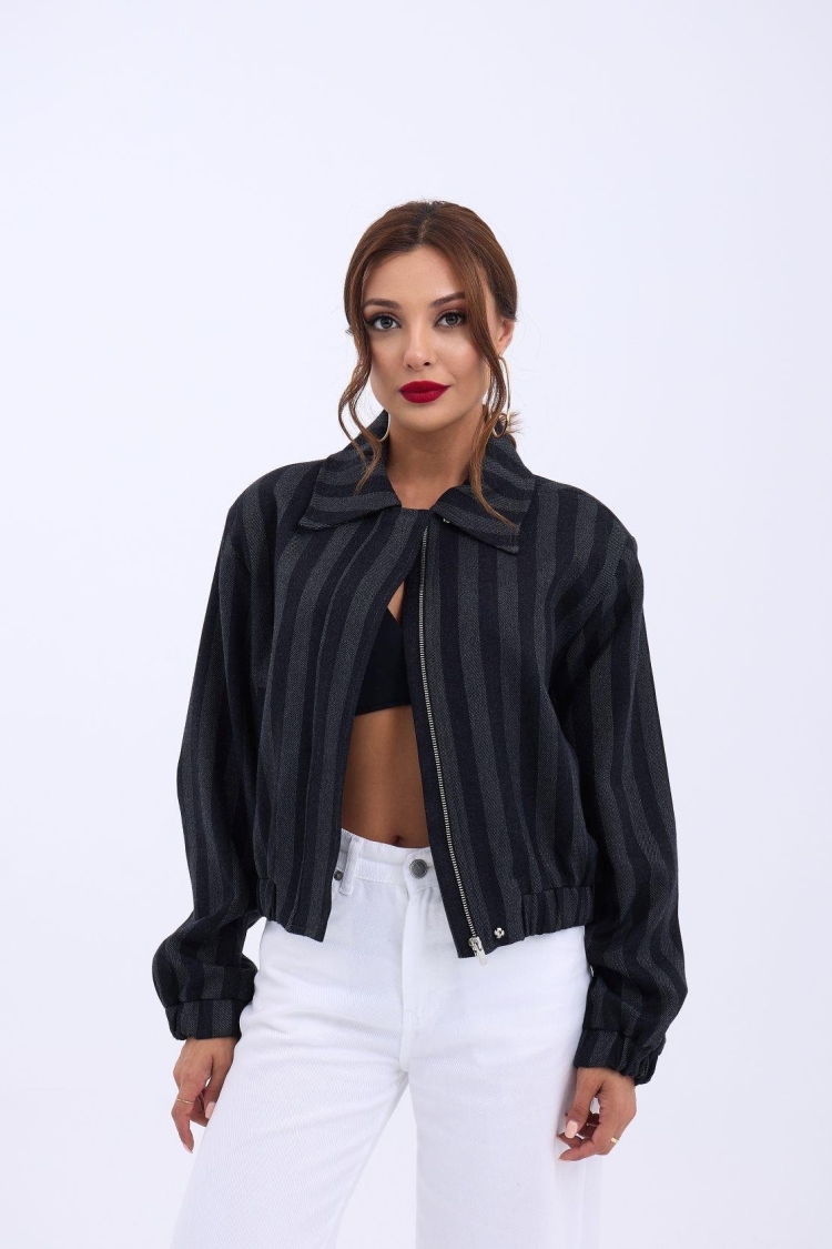 Jacket - Gray & Black - Producer: Fame - Wholesale Women Clothes - TheBS Women
