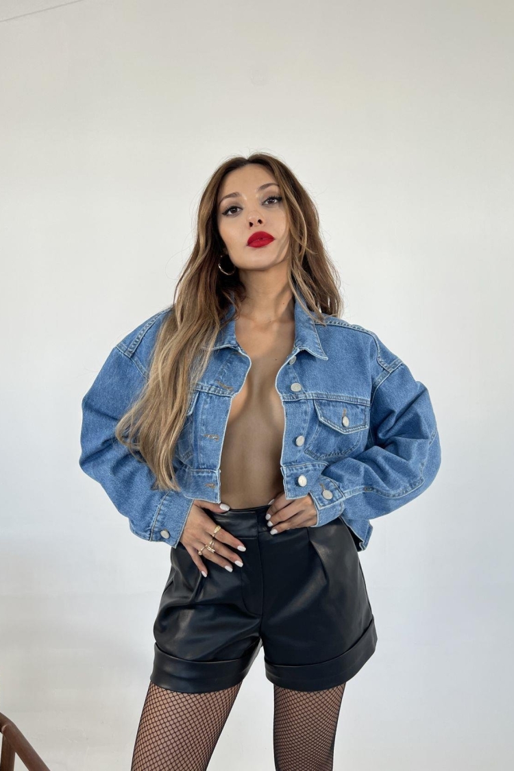 Denim Jacket - Blue - Producer: Fame - Wholesale Women Clothes - TheBS Women