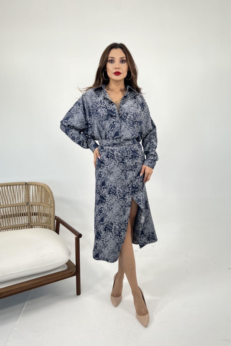 Suit - Gray & Navy Blue - Producer: Fame - Wholesale Women Clothes - TheBS Women