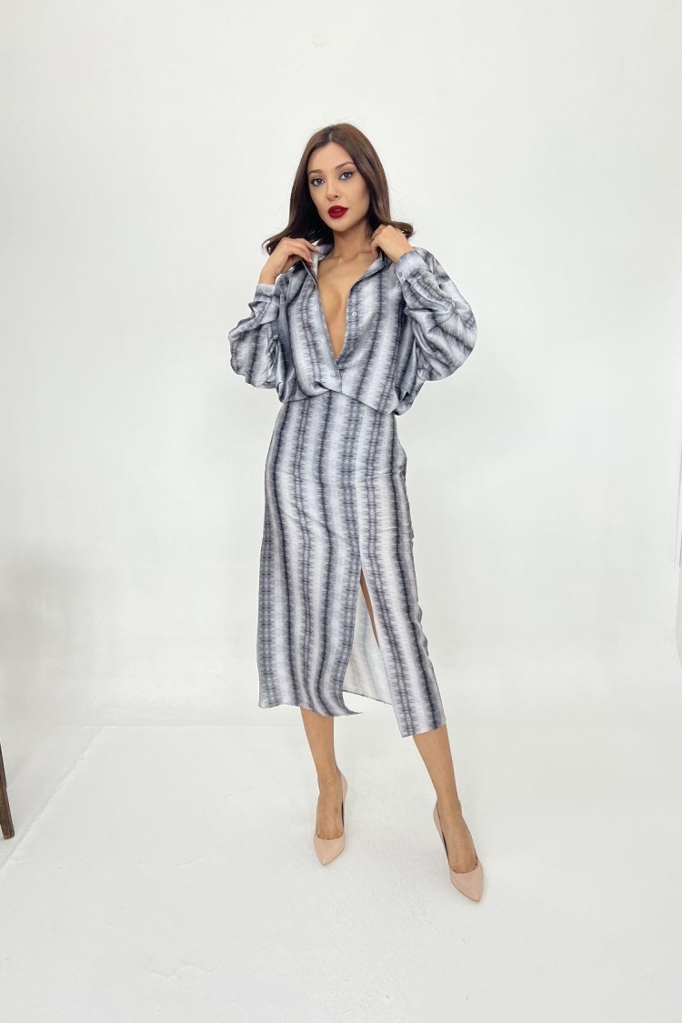 Skirt Suit - Gray - Producer: Fame - Wholesale Women Clothes - TheBS Women