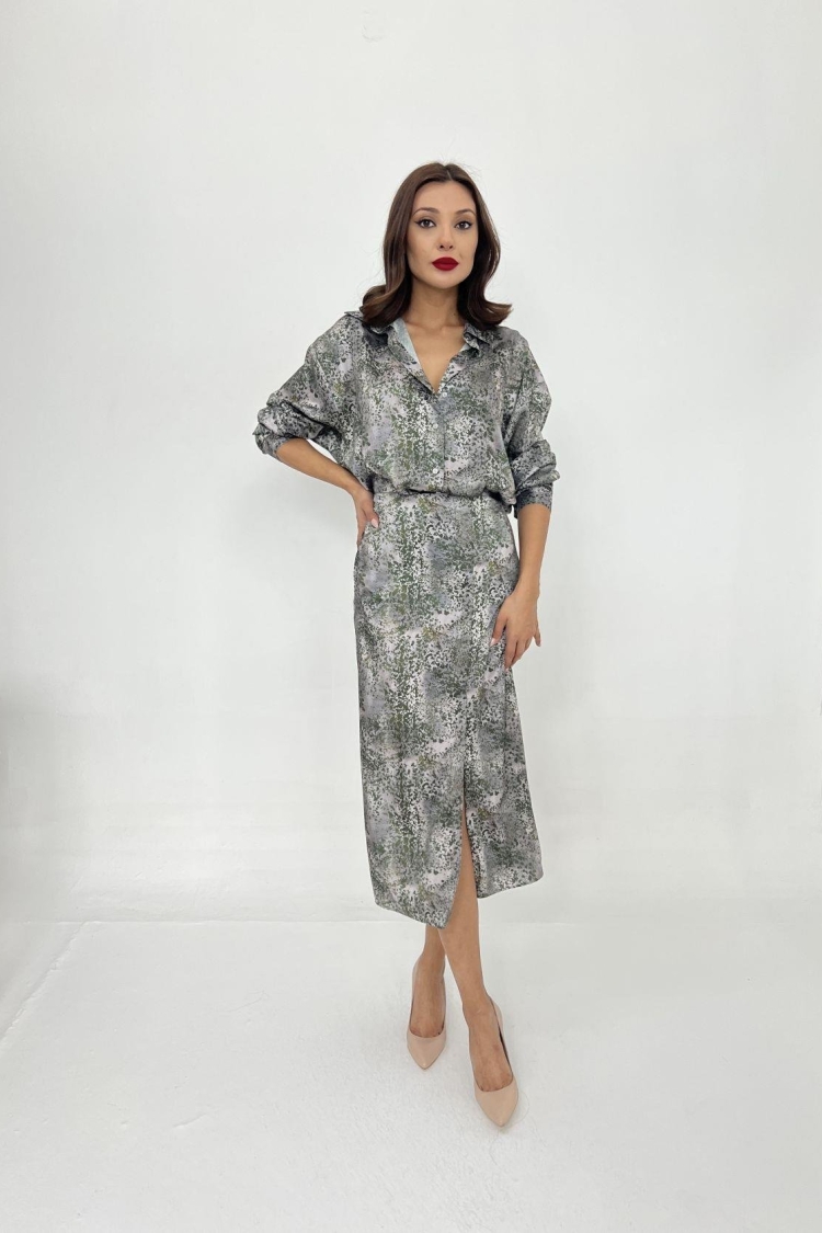 Skirt Suit - Gray - Producer: Fame - Wholesale Women Clothes - TheBS Women