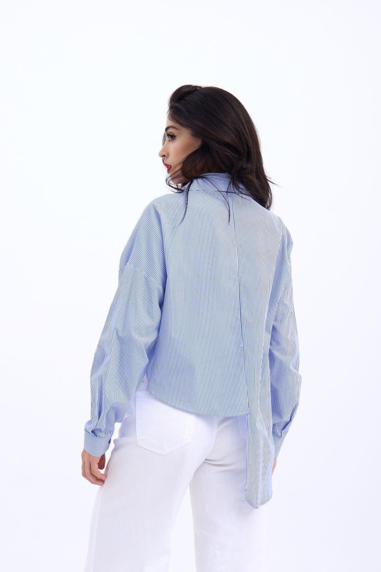 Shirt - Blue AndStriped - Producer: Fame - Wholesale Women Clothes - TheBS Women