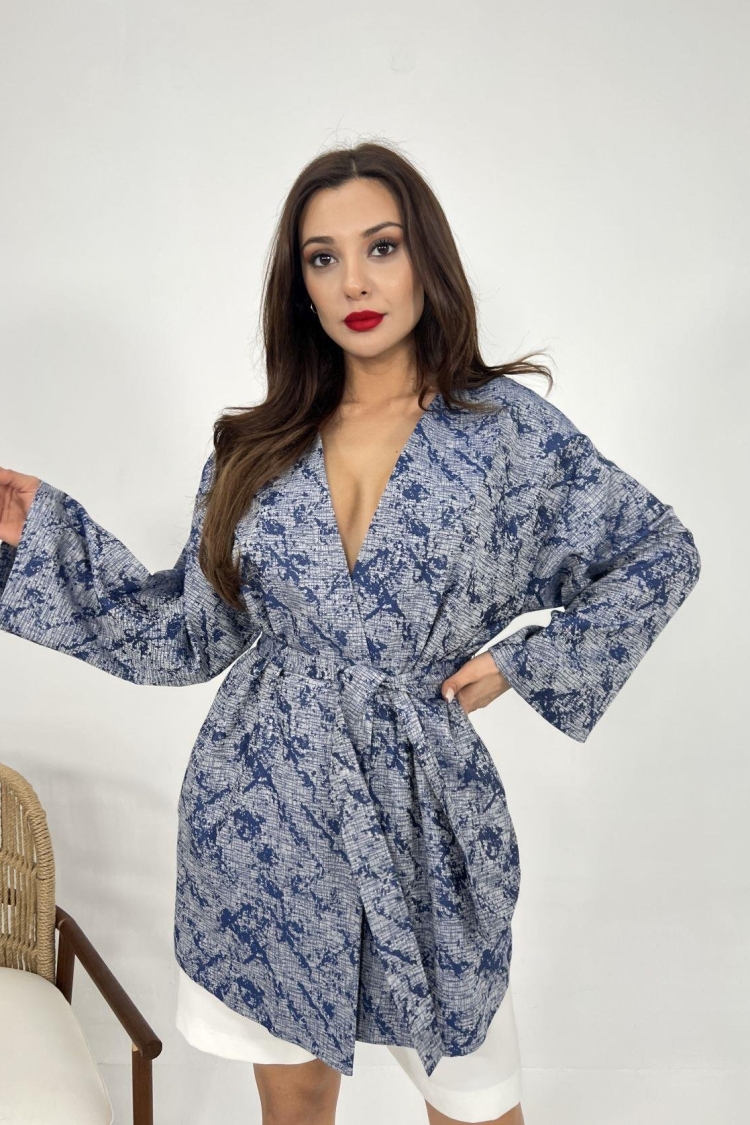 Kimono - Navy Blue & Gray - Producer: Fame - Wholesale Women Clothes - TheBS Women